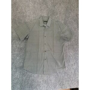 Z Zegna Geometric  Shirt Button Up Short Sleeve Gray 100 %Cotton Size 41/16